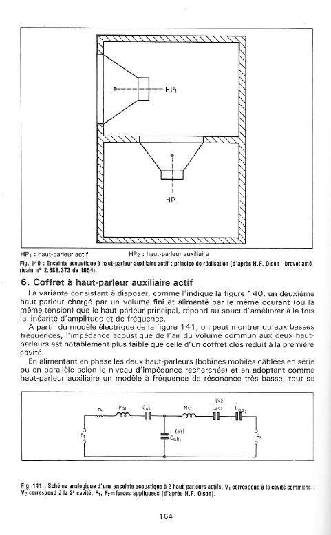 scan de la page 164 du livre de Pierre LOYEZ, techniques des haut-parleurs et enceintes acoustiques