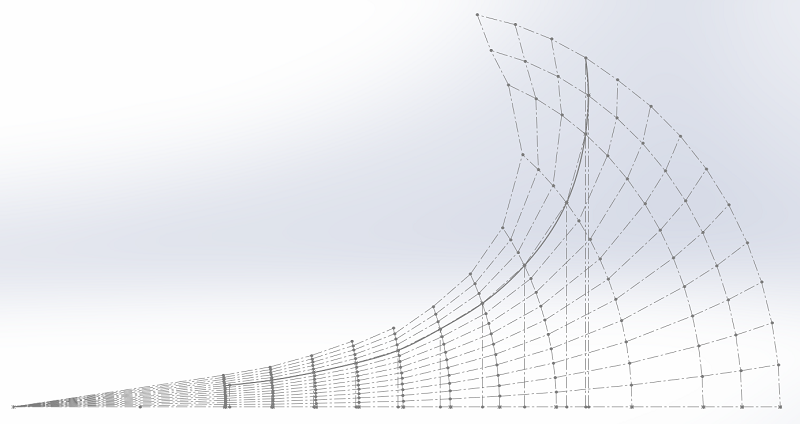 Profil horizontal du pavillon IWATA avec les surfaces temporelles
