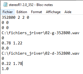Fichier de correction par convolution stéréophonique réduite à 352800 Hz