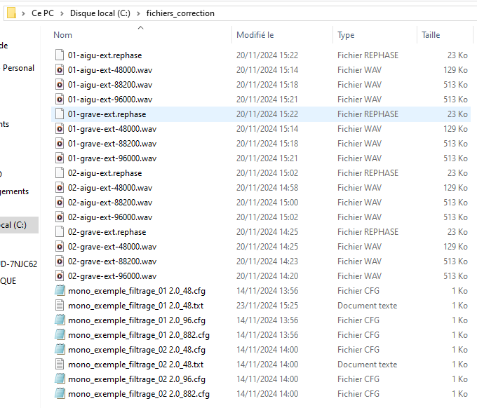 Contenu du répertoire C:/fichiers_correction